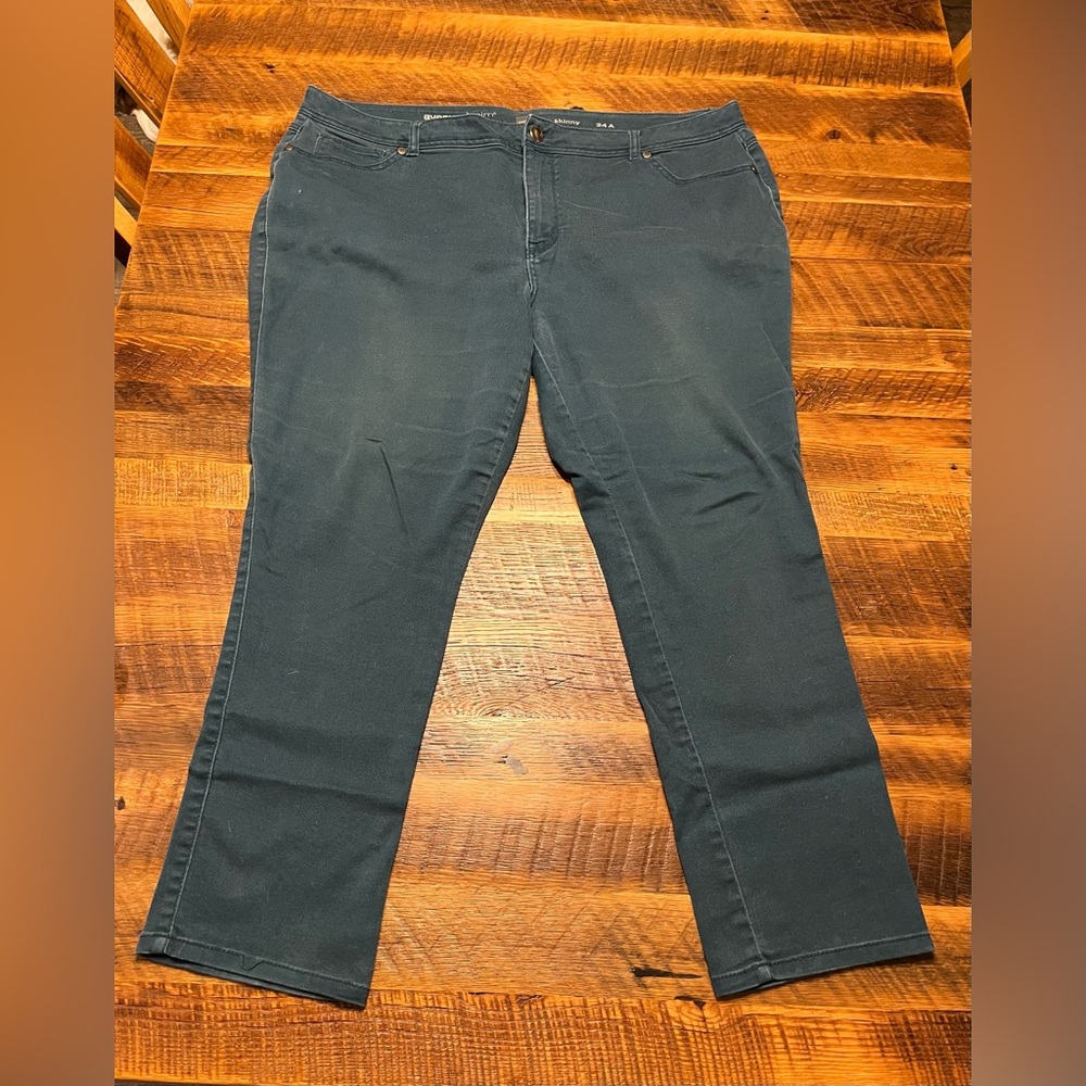 Avenue Denim Teal Skinny Jeans sz 24 - Picture 2 of 6